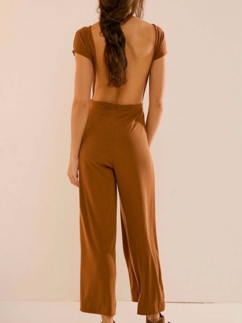 Free People Beach Brown Wide Leg Jumpsuit Size XS NWT - Picture 2 of 6